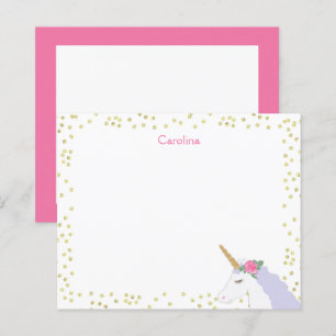 Hojas de notas de unicornio color de agua rosa mor