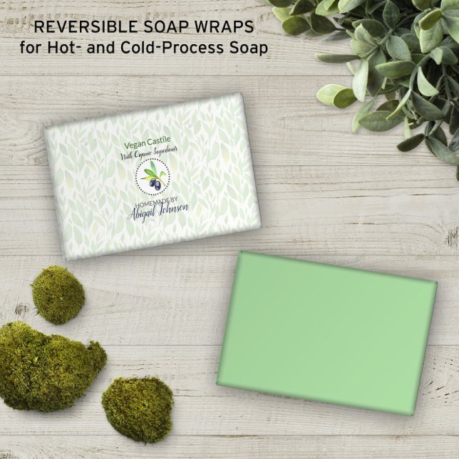 Hojas de oliva verde 🍃 Papel de empaquetado de ja (Green Olive Leaves 🍃 Castile Soap Packaging Paper
)