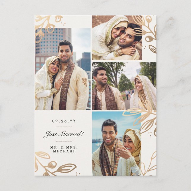 Hojas de Oro 4 Anuncio de Boda Foto (Anverso)