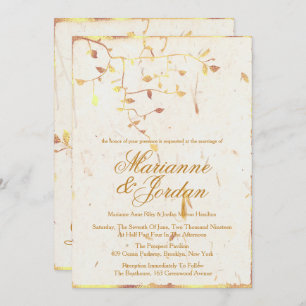 Hojas de oro de la naturaleza, invitaciones de bod
