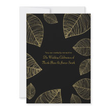 Hojas de Oro en Invitaciones de Boda Elegantes de