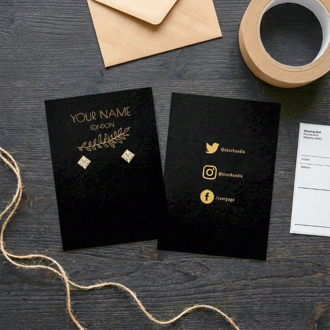 Hojas de oro, tarjeta de visualización de canaliza (Gold leaves, earring display card.)