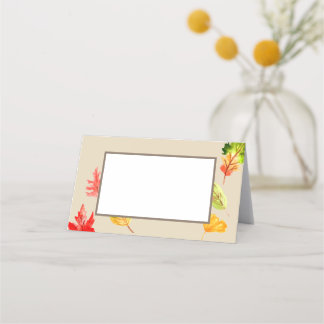 Hojas de otoño carpas tarjetas de comida