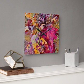 Hojas de otoño convertidas en reloj de pared acuar