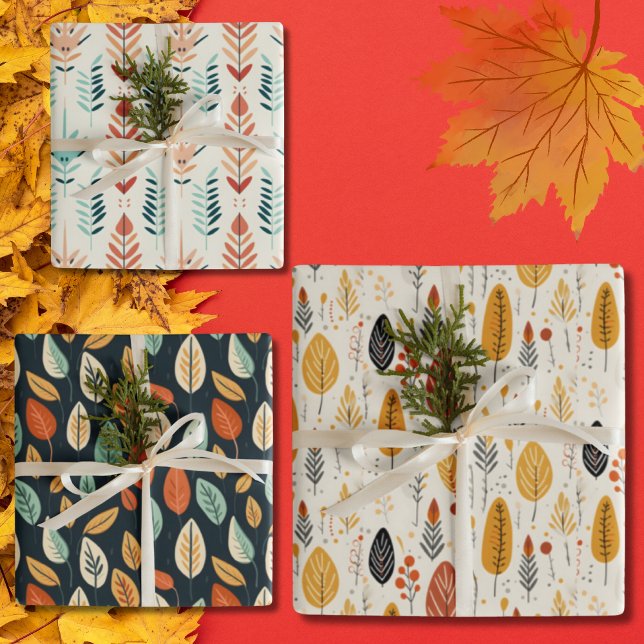 Hojas de otoño de Boho Bliss (Boho Bliss Fall Leaves Wrapping Paper Sheets)