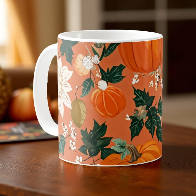 Hojas de otoño de la taza de calabaza Naranja (Subido por el creador)