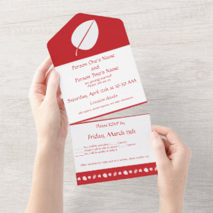 Hojas de Otoño en Cereza Invitación Todo en Uno