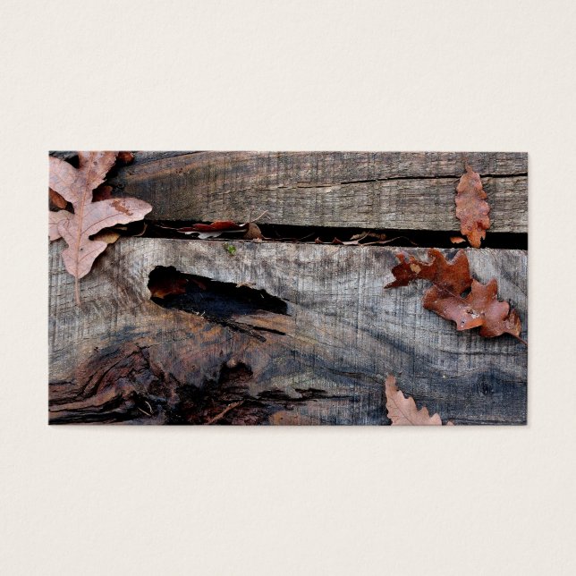 Hojas de otoño en madera vieja (Frente)