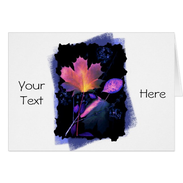 Hojas de otoño en neón y azul (Anverso (Horizontal))