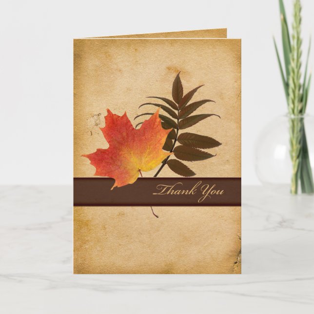 Hojas de Otoño en Tarjeta de Agradecimiento de Pap (Anverso)