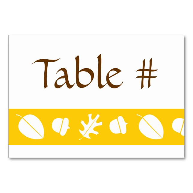 Hojas de otoño en tarjeta de mesa amarilla (Anverso)