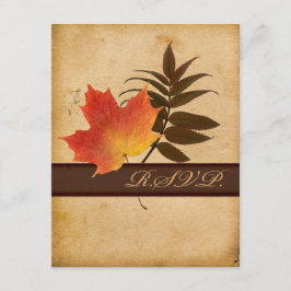 Hojas de Otoño en Tarjeta de Respuesta de Papel En