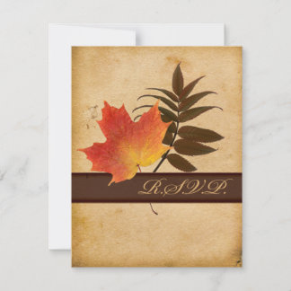 Hojas de Otoño en Tarjeta de Respuesta de Papel En