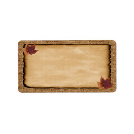 Hojas de otoño, etiqueta de dirección en blanco de