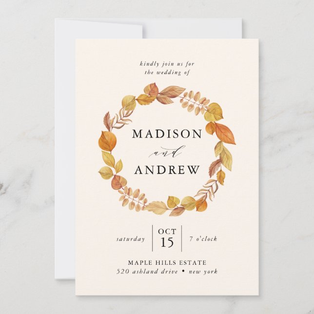 Hojas de Otoño | Invitación de Boda (Anverso)