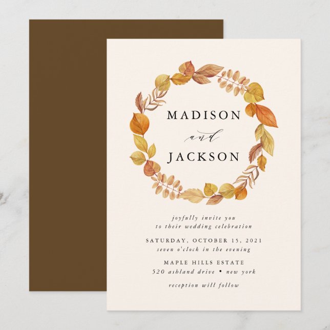 Hojas de Otoño | Invitación de Boda (Anverso / Reverso)
