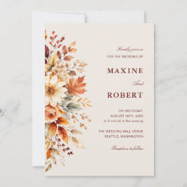 Hojas de Otoño Invitación de Boda con Código QR Bo
