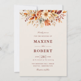 Hojas de Otoño Invitación de Boda con Código QR Fo