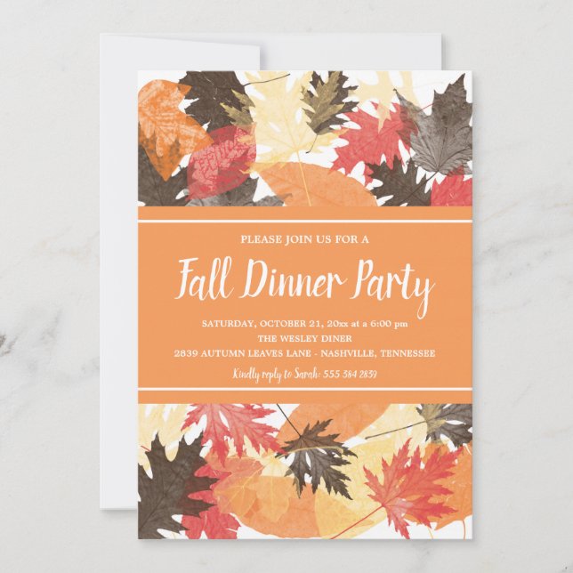 Hojas de otoño | Invitación de la fiesta de otoño (Anverso)
