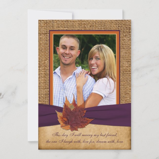Hojas de otoño, invitación de matrimonio de FOTO e (Anverso)