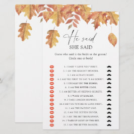 Hojas de otoño - Juego de lluvia de boda él dijo e