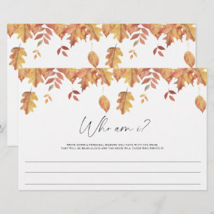 Hojas de otoño - Quién soy yo juego de baby shower