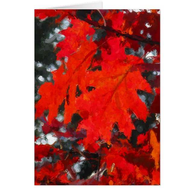 Hojas de otoño rojas pintadas atontamiento (Frente)