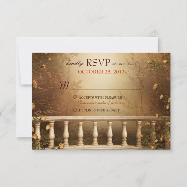 Hojas de Otoño Románticas y Columnas RSVP de Boda (Anverso)