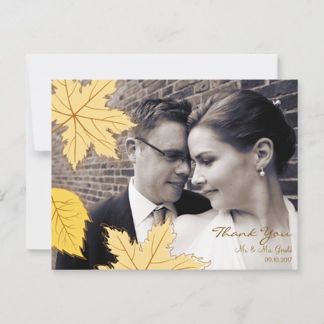Hojas de Otoño - Tarjeta de Agradecimiento de Boda (Anverso)