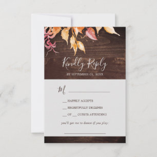 Hojas de otoño   Tarjeta RSVP de solicitud de Canc