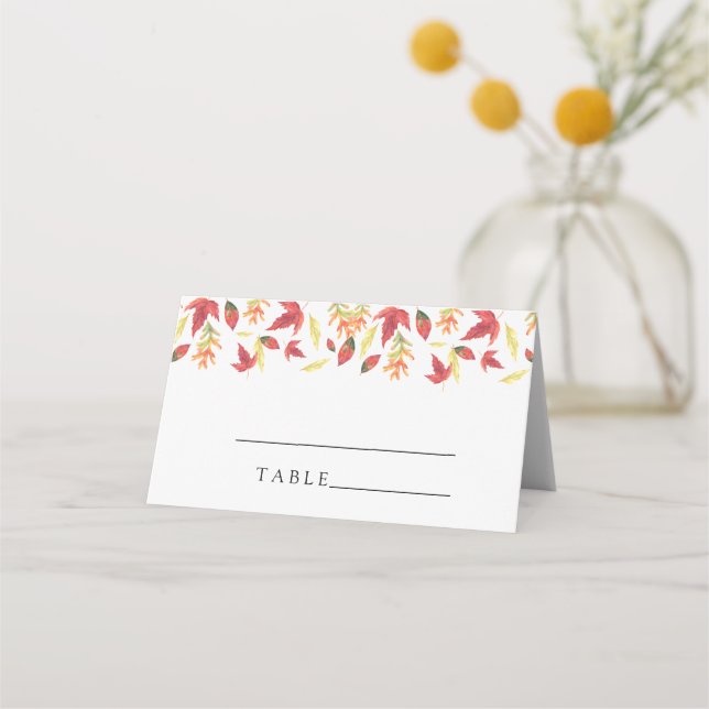 Hojas de otoño - tarjetas de asiento para boda (Anverso)