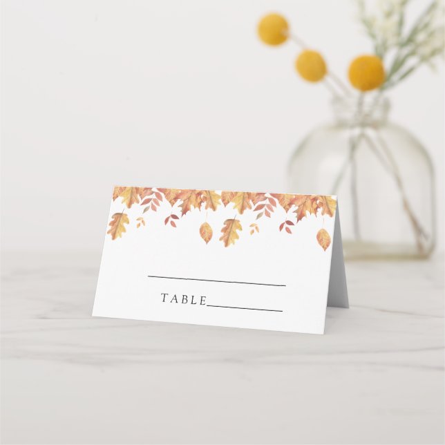 Hojas de otoño - tarjetas de lugar de boda (Anverso)