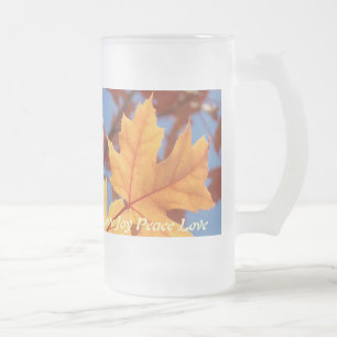 Hojas de otoño Tazas de vidrio Alegría Paz Amor