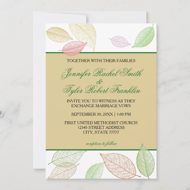 Hojas de Otoño Traslúcidas - Invitación de Boda (Anverso)
