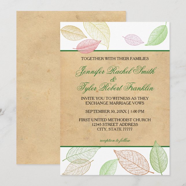 Hojas de Otoño Traslúcidas - Invitación de Boda (Anverso / Reverso)