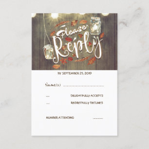 Hojas de otoño y bodas de mason Jars RSVP