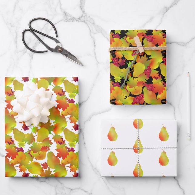 Hojas de otoño y papel para envolver frutas (Anverso)