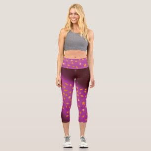 Hojas de otoño y Rosas Capri Leggings