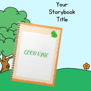 Hojas de página de cuaderno con rana, cuaderno de 