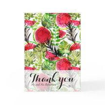 Hojas de palma acuáticas sandía Gracias Tarjeta