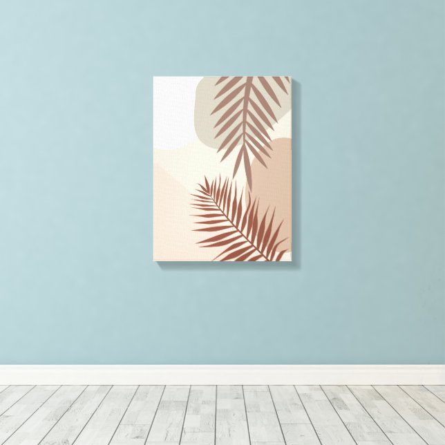 Hojas de Palma, Arte Geométrico Abstracto Boho (Insitu (piso de madera))