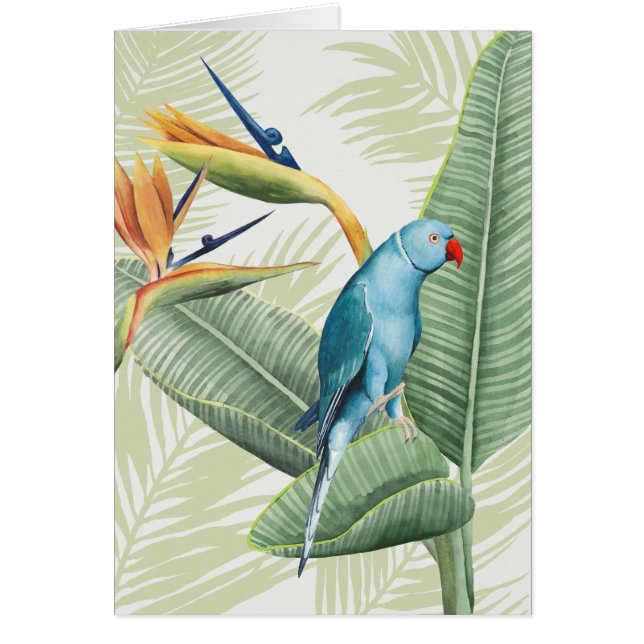 Hojas de palma con pájaro azul (Frente)
