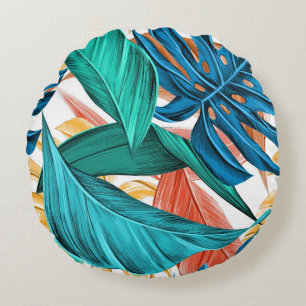 Hojas de palma tropical acento exótico almohada