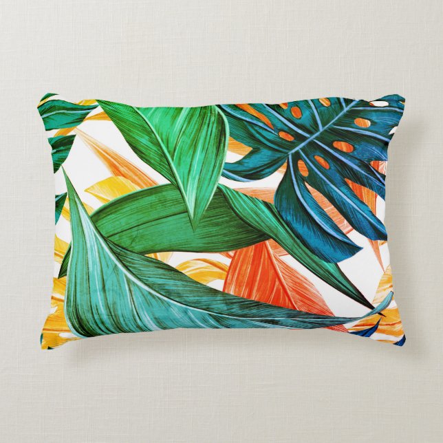 Hojas de palma tropical acento exótico almohada (Anverso)
