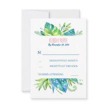 hojas de palmera tropicales playa boda rsvp