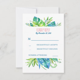 hojas de palmera tropicales playa boda rsvp