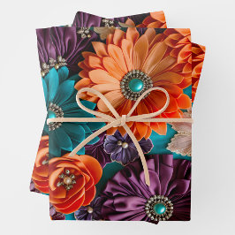 Hojas de papel coloridas de tela floral