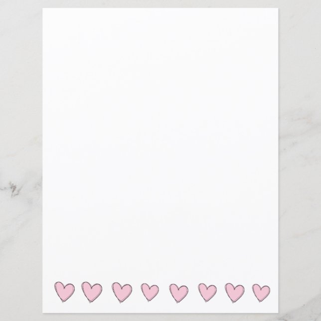 Hojas de papel - Corazones rosas (Anverso)