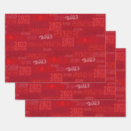 Hojas de papel de ajuste de Año Nuevo Rojo 2023