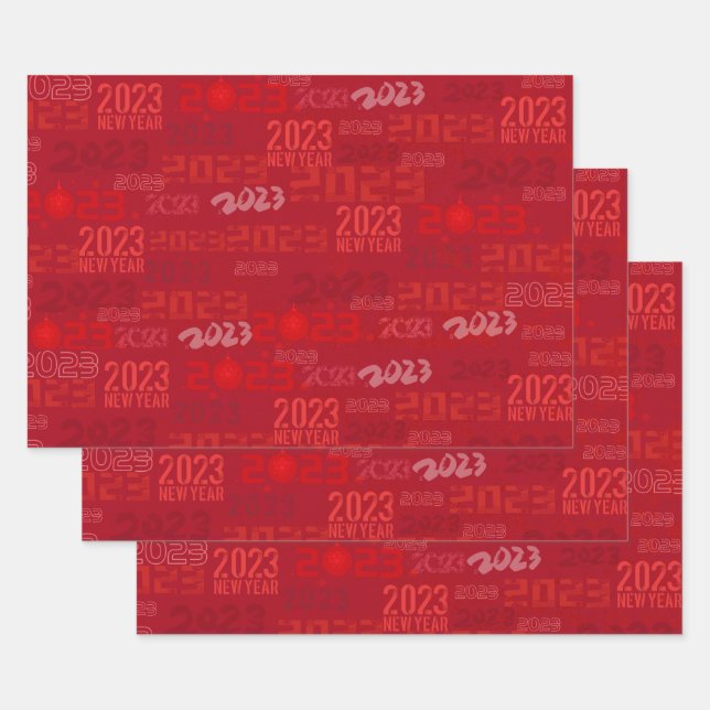 Hojas de papel de ajuste de Año Nuevo Rojo 2023 (Set)